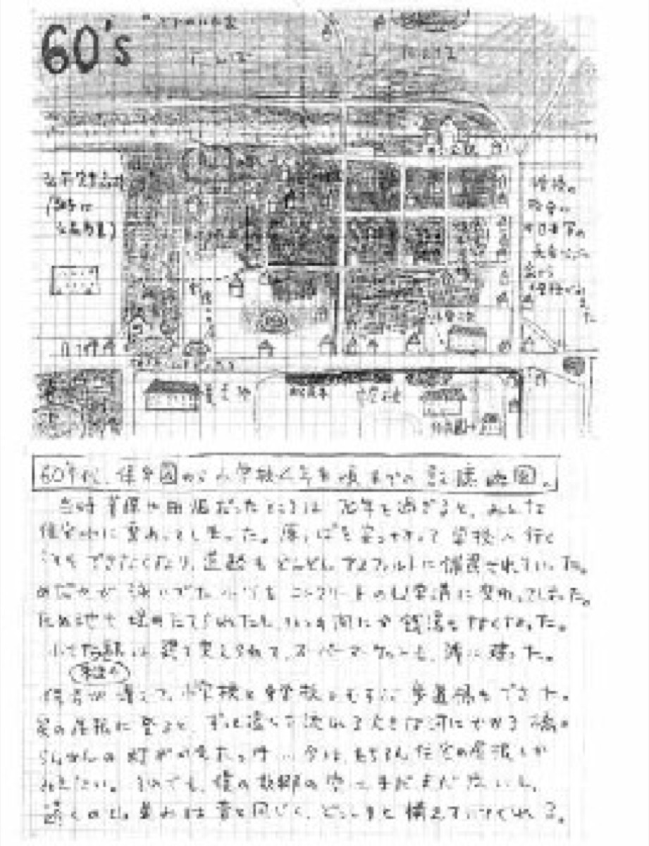 奈良が記憶で描き起こした60年代の地図