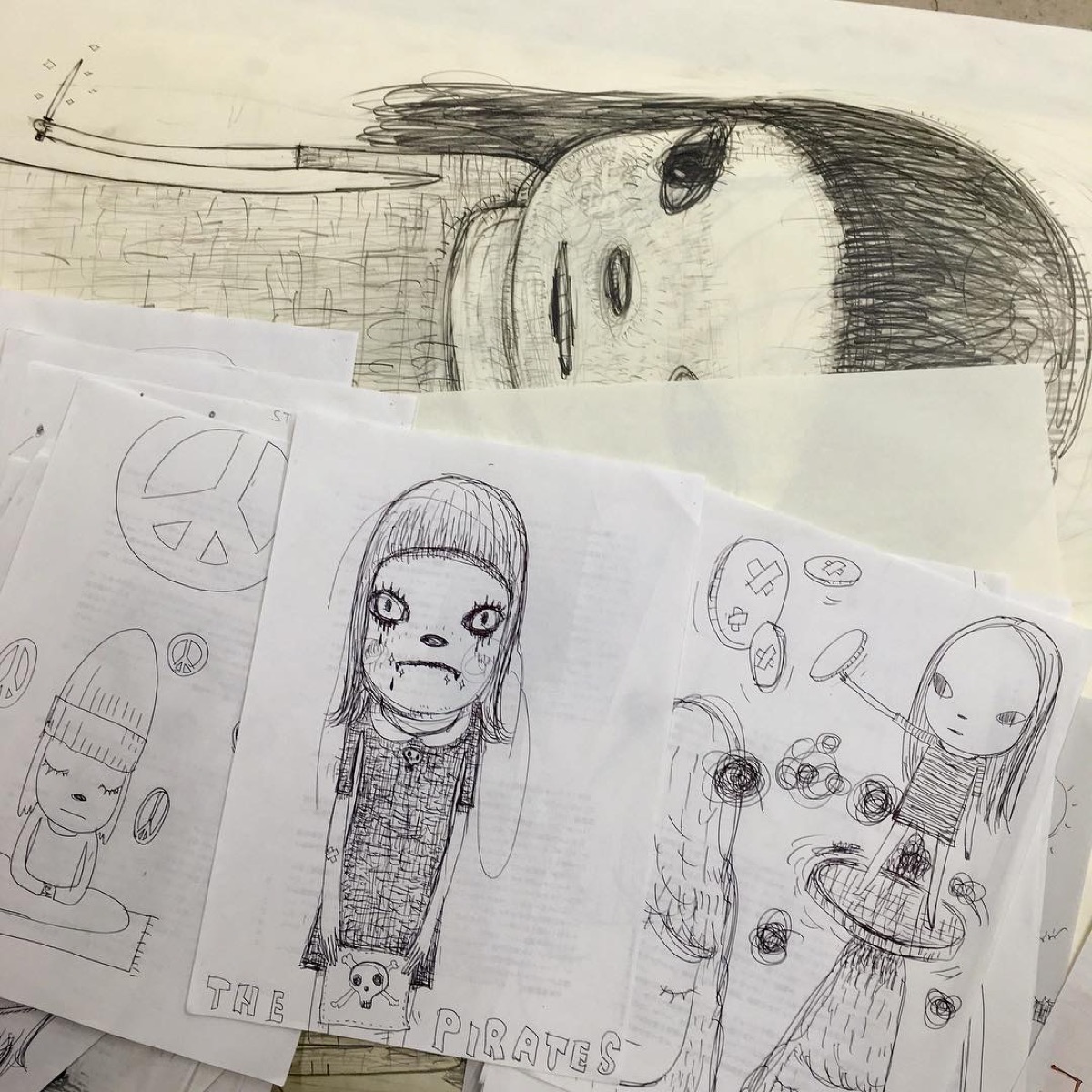裏紙に描いたドローイング