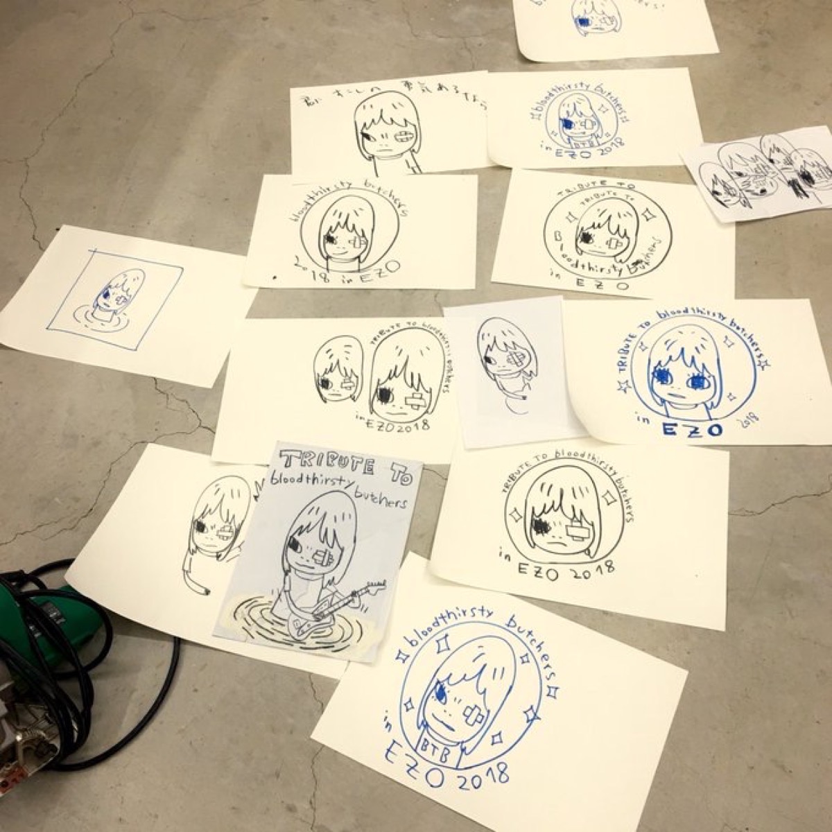 RISING SUN ROCK FESTIVAL 2018 in EZOで開催されたブラッドサースティ・ブッチャーズ トリビュート・セッションのために描いたドローイング